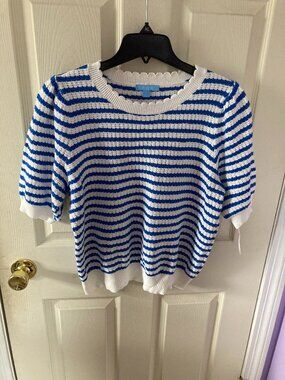 Women Short Sleeve Sweater Size Large Striped Draper James